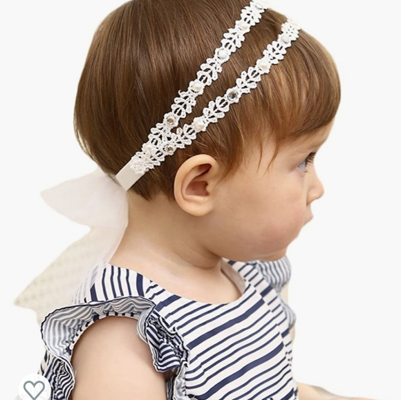 Janie and Jack Other - Baby Girl Elastic Double White Bow Headband